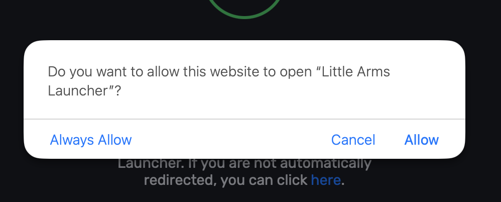 Little Arms Launcher Sign In Deep Link Prompt