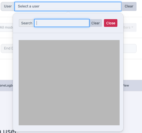 Select a User on Reports Page