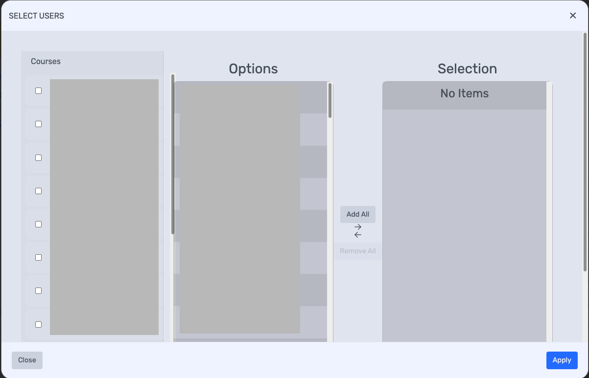 Select Users modal